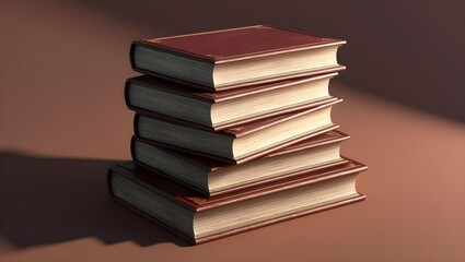 Stack of Leather-Bound Books Old Books Collection
