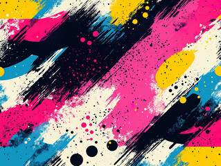 Vibrant Memphis Style Color Splash Abstract Background