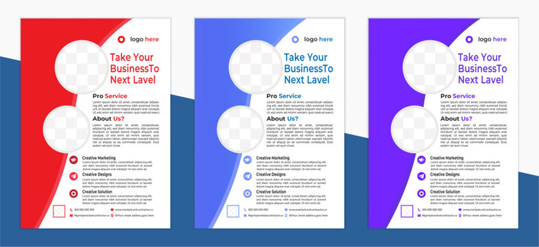 Flyer3a bundle of2 templates of different colors ,flyer template,Corporate business flyer template design, new digital marketing flyer set.