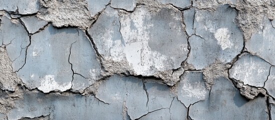 Fototapeta premium Cracked and Peeling Blue Concrete Wall Texture with Copy Space for Design Elements