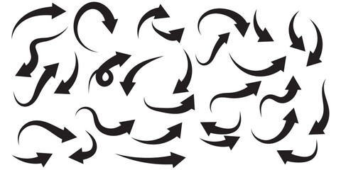 Hand drawn vector arrows doodle set on white background. design element vector illustration.