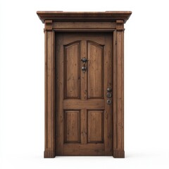 Wooden Door Isolated on White Background