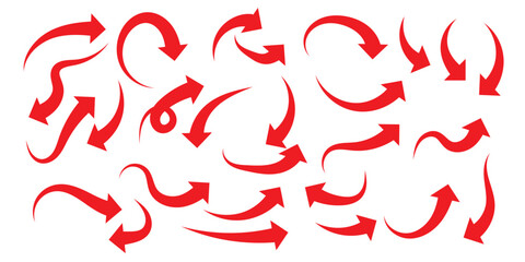 Long arrows icon. Long curved hand drawn arrow isolated.