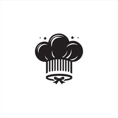 Illustration of a cook with his hat in the shape of a cloud, on black white vector