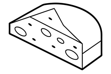 Line Art of a Cheese Block for Artisanal Food Lab - SVG Vector Illustration