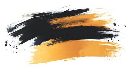 Fototapeta premium Abstract Brush Strokes in Black and Gold on White Background