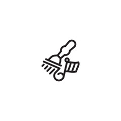 A simple line drawing of a paintbrush applying strokes next to a small Indonesian flag. Represents Indonesian art, painting with local inspiration, or artistic expression in Semarang.