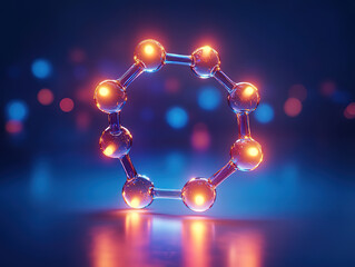 3D glowing DNA molecule rotating in scientific blue atmosphere