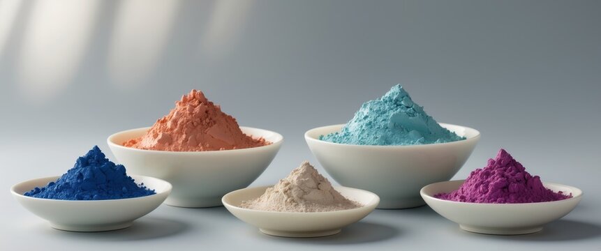 Colorful Cosmetic Clays in Bowls - High Resolution Studio Shot