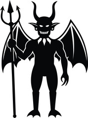 Devil Figure silhouette vector art, Devil Figure isolated vector, Devil Figure line art vector design