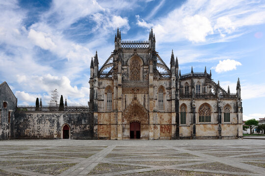 Monastery of Batalha, Portugal. The Monastery of the Dominicans of Batalha was built to commemorate the victory of the Portuguese over the Castilians at the battle of Aljubarrota in 1385.