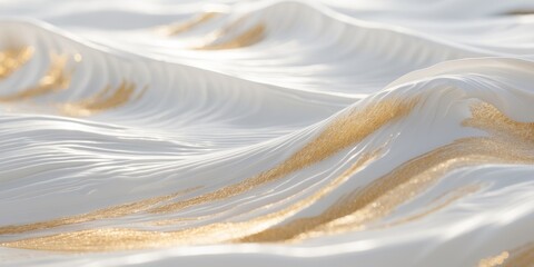 Obraz premium Abstract white and gold waves with shimmer