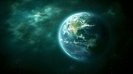 Obraz premium Surreal Digital Planet with Glowing Pixels and Abstract Swirls