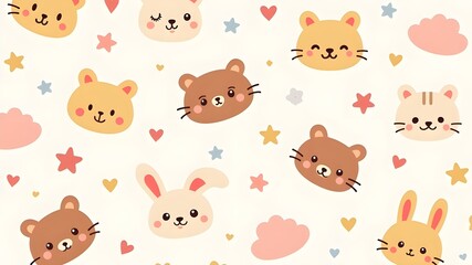 Obraz premium Cute cartoon animal pattern