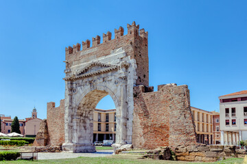 Arch of Emperor Augustus in Rimini, Emilia-Romagna, Italy