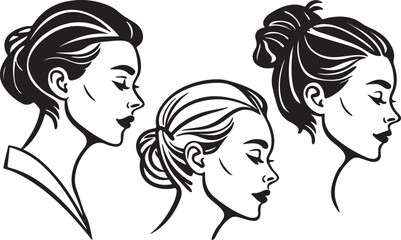 Very cute and beautiful woman's face silhouette, vector illustration design, isolated on a white background.
