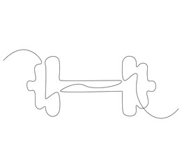 Dumbbells continuous line. Continuous one line drawing dumbbells for exercise. Gym, fitness concept. Single line drawing