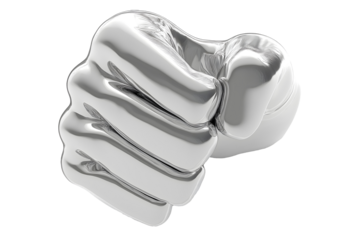 3d silver fist hand gesture isolated png transparent cutout