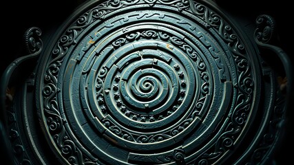 Ancient Chinese Temple Spiral Pattern Closeup - AI Photo