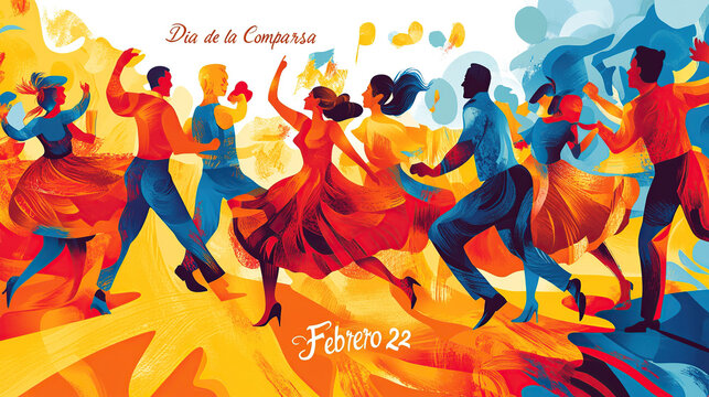 Ilustraci&oacute;n Vibrante del D&iacute;a de la Comparsa