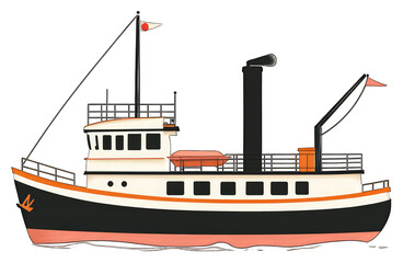 Obraz premium A Vintage Tugboat Sails Calm Waters