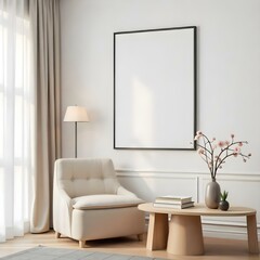 Modern Minimalist Living Room With Canvas 