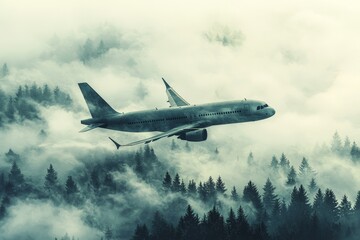 Fototapeta premium airplane flying with clouds