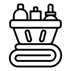 Skincare Spa Routine Treatment Basket Set Outline Icon