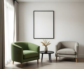 Modern Minimalist Living Room With Canvas 
