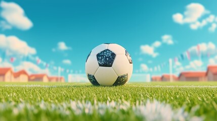Fototapeta premium World Football Championship, goal on the field in the center of the frame in the daytime