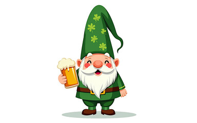 cartoon gnome with a mug of beer