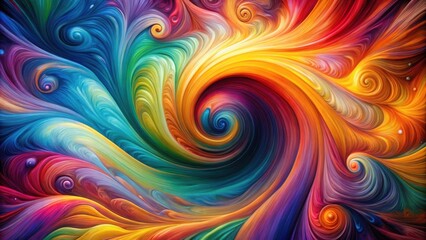A swirling symphony of color, where vibrant hues dance in a mesmerizing spiral, creating a kaleidoscope of abstract beauty.