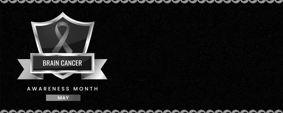 Black ribbon awareness graphic for International Brain Cancer Awareness Month banner