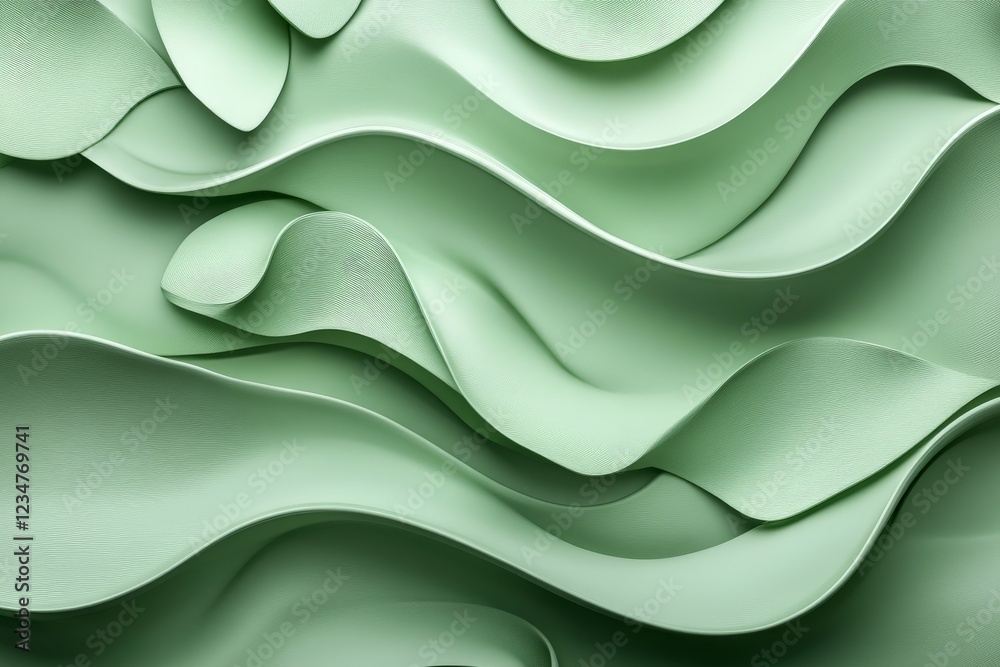 Aufkleber Flowing green textures create a calming and organic atmosphere in this abstract design