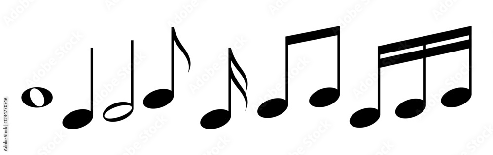 Poster set of music notes.musical key vector icon symbol isolated on white background.