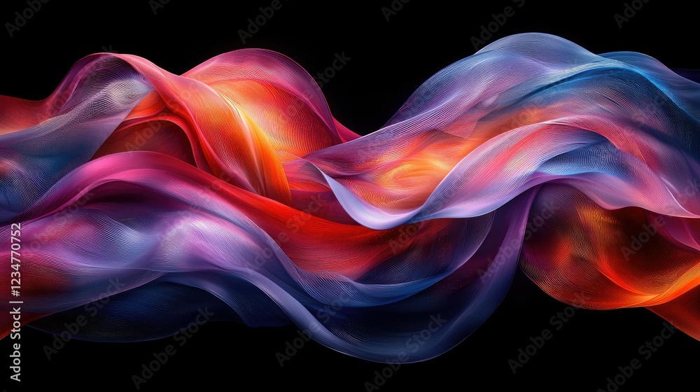 Poster abstract colorful waves flowing dynamically