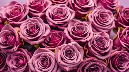 Naklejka premium Crimson Splendor A Dense Tapestry of Vibrant Red Roses in Full Bloom Close-Up of Nature's Luxurious Texture Background.