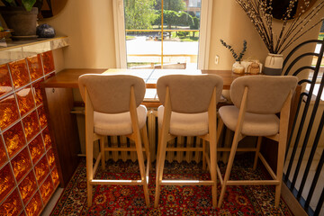 The inviting interior of a coffee shop adorned with warm colors