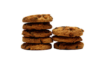 chocolate chip cookies isolated on white