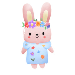 Easter bunny with spring flower