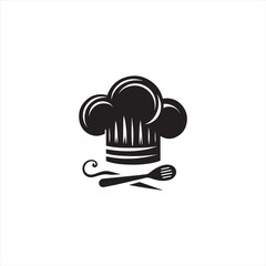 Illustration of a cook with his hat in the shape of a cloud, on black white vector