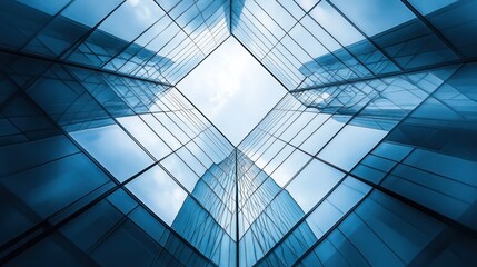 Obraz premium Modern Glass Building with Sky Visible Through Windows