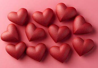 Fototapeta premium 3d hearts seamless pattern on pink background. Love and passion concept.