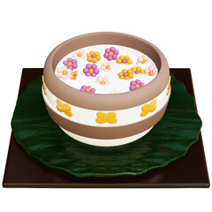 Thai Dessert , dumplings in coconut cream On transparent background , 3D Rendering