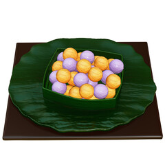 Thai Dessert , Fried Sweet Potato Balls On transparent background , 3D Rendering