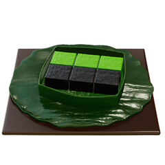 Thai Dessert , black coconut sweet pudding On transparent background , 3D Rendering