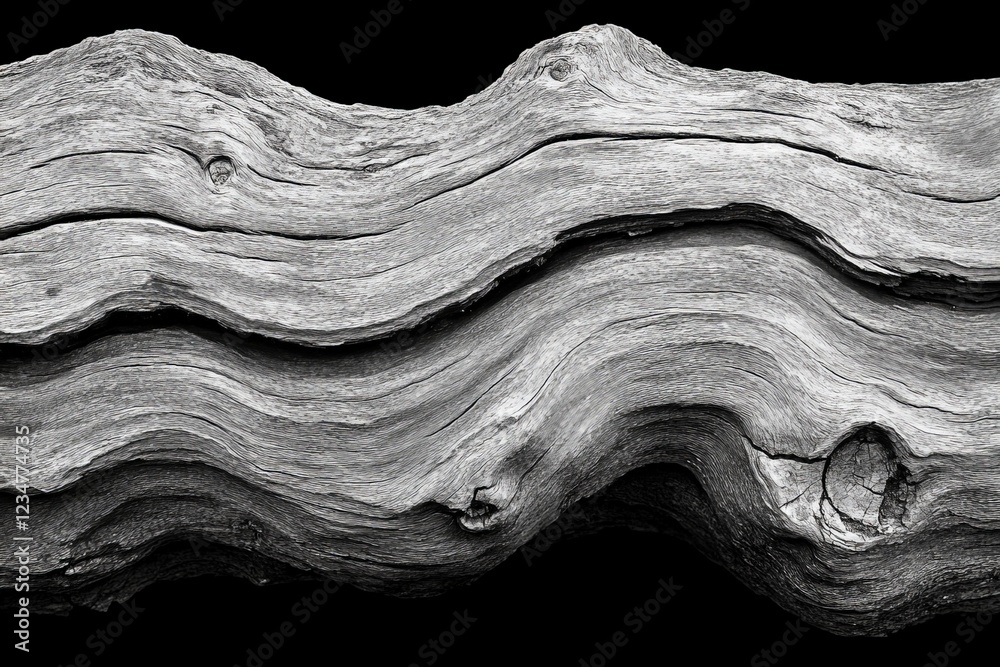 Poster natural beauty of weathered wood with intricate patterns and textures highlighted against a dark bac