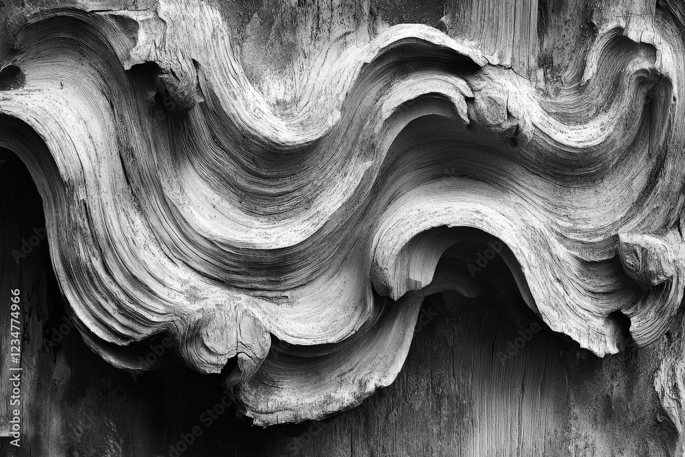 Poster Intricate patterns of textured wood create a striking visual in monochrome design