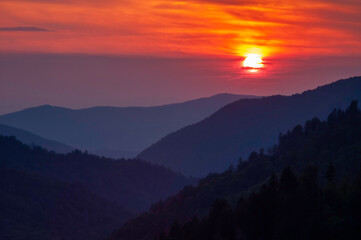 sunset in the mountains