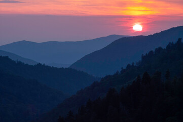 sunset over the mountains